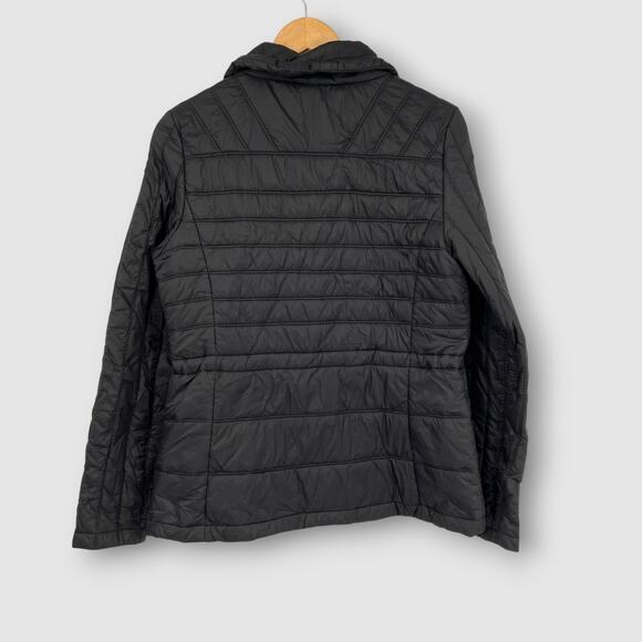 Guess Black Quilted Puffer Jacket with Zip Front Size Medium - Picture 2 of 6